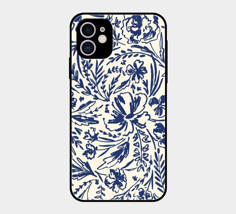 Blue Sketchy Flowers