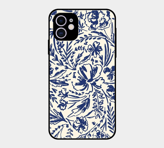 Blue Sketchy Flowers
